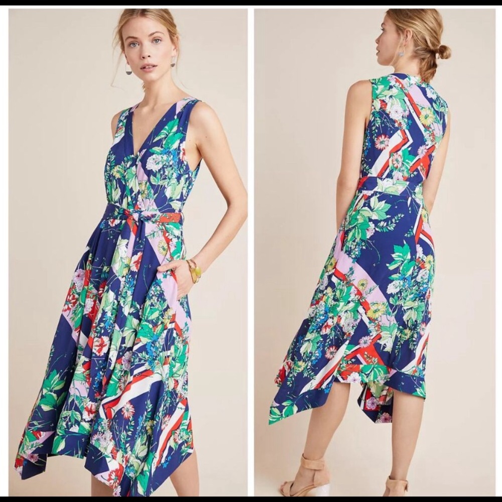 Anthropologie Maeve Navy Floral Dress